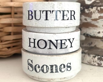 Antique English Ironstone Pot Lift CHOICE:  Butter, Scones, Honey