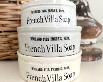 Antique English Ironstone Crock: French Laundry Soap Dish, Antiquities Dish