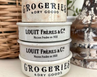 Antique English Ironstone Pot Lift CHOICE: Groceries, Louit Freres