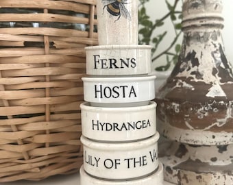 Antique English Ironstone Pot Lift CHOICE: Leaping Bunny, Lily of the Valley, Hydrangea, Hosta, Ferns, Bee Pot