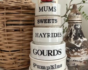 Antique English Ironstone Pot Lift CHOICE: Mums, Sweets, Hayrides, Gourds, Pumpkins, Cornstalks, Pumpkin Pot