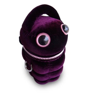 Mug Monster - Thermos Beverage Snack Drink Plush Toy Lunch Lunchbox Mason Jar Bag - Purple Burgundy Velvet Wine