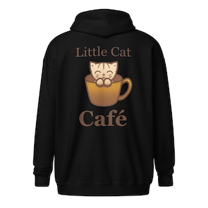 Little Cat Café - Kawaii Cat in a Cup Unisex heavy blend zip hoodie