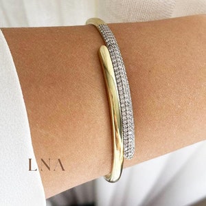 14k gouden armband van LNASHOP, dunne minimalistische armband, sierlijke armband, diamanten gouden armband, vintage armband, kerstcadeau voor haar