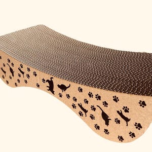 Cartón rascador para gatos con superficie exterior de madera - Doble vía - Duradero y divertido-21*52*12 cm - Rascador para gatos