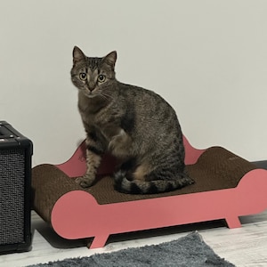 Rascador para gatos personalizado - Rascador de cartón con diseño de sofá con el nombre de tu gato - 21*58*25 cm / 8,26*22,8*9,8 pulgadas