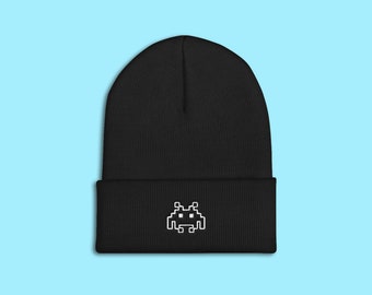 Invader Retro Video Game Cuffed Beanie