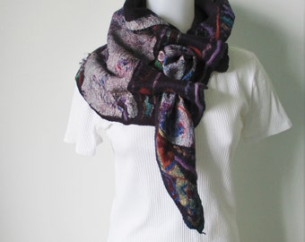 Felted Scarf Wrap Shawl Neck Purple