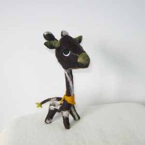 Giraffe Wool Felt Toy Stuffed Animal Hand Stitched Brown