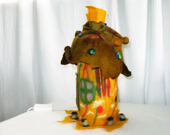 Felted Flower Lamp Fairy House Lamp Art