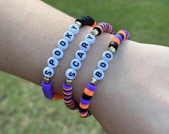 Halloween Bracelets - Spooky, Scary, and Boo Handmade Heishi Bracelets
