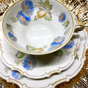 Antique Hutschenreuther Germany~ SORAU CARSTENS porzellan kavalier Trio Tea Cup Set- Tea Cup, Saucer, Lunch Plate Porcelain Hand Painted