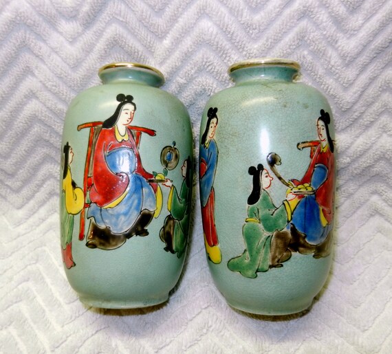 Sale Old Rare And Unique Chinese Famille Vases Small Asian Etsy