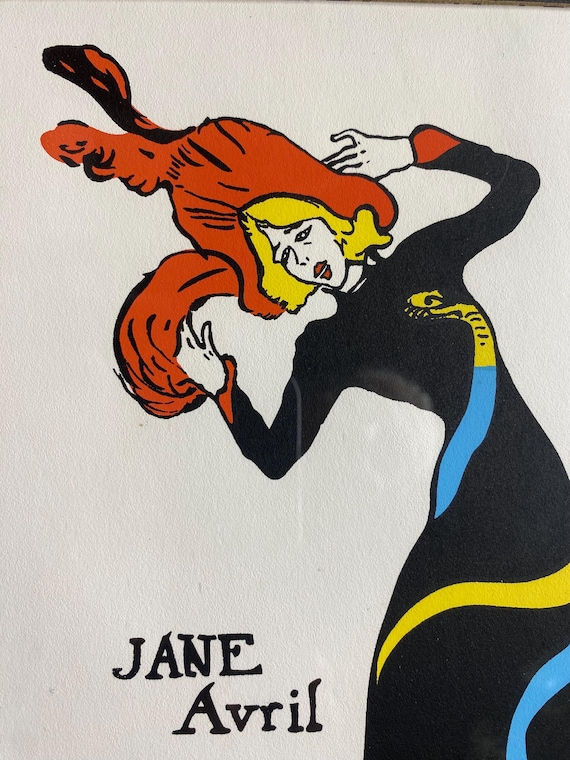 セール！　希少洋書　 Le drapé　carnet de dessins Framed Henri De Toulouse-lautrec Jane Avril ~ Vintage Lithograph