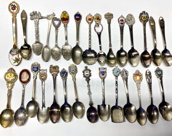 Souvenir Spoon Collection Lot of 19 Various Decades State Spoons