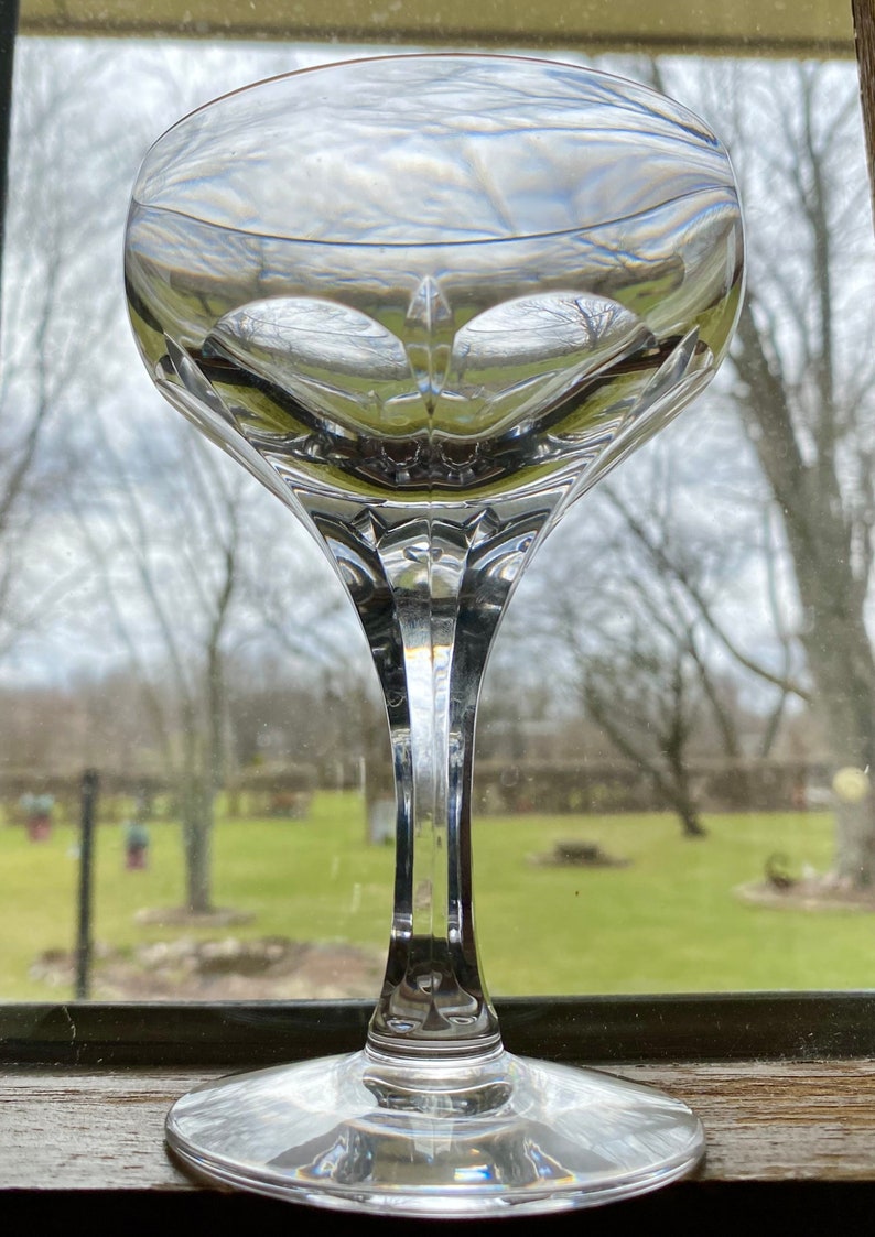 8 Rare Atlantis EVORA Champagne Coupes Sherbet Glasses Stemware with Cut Panels 5.5 EUC Elegant Crystal Clear Cut, Multi Sided Stems image 2