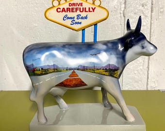 *限定* Welcome To Fabulous Las Vegas Cow Vintage Westland Cow Parade Ceramic Figurine~ #7326