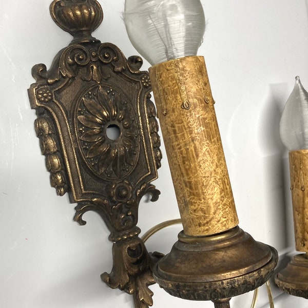 Beautiful French revival style, architectural salvage single candelabra wall scones~ hardwired lights~ Wall Light Set~ Antique lighting