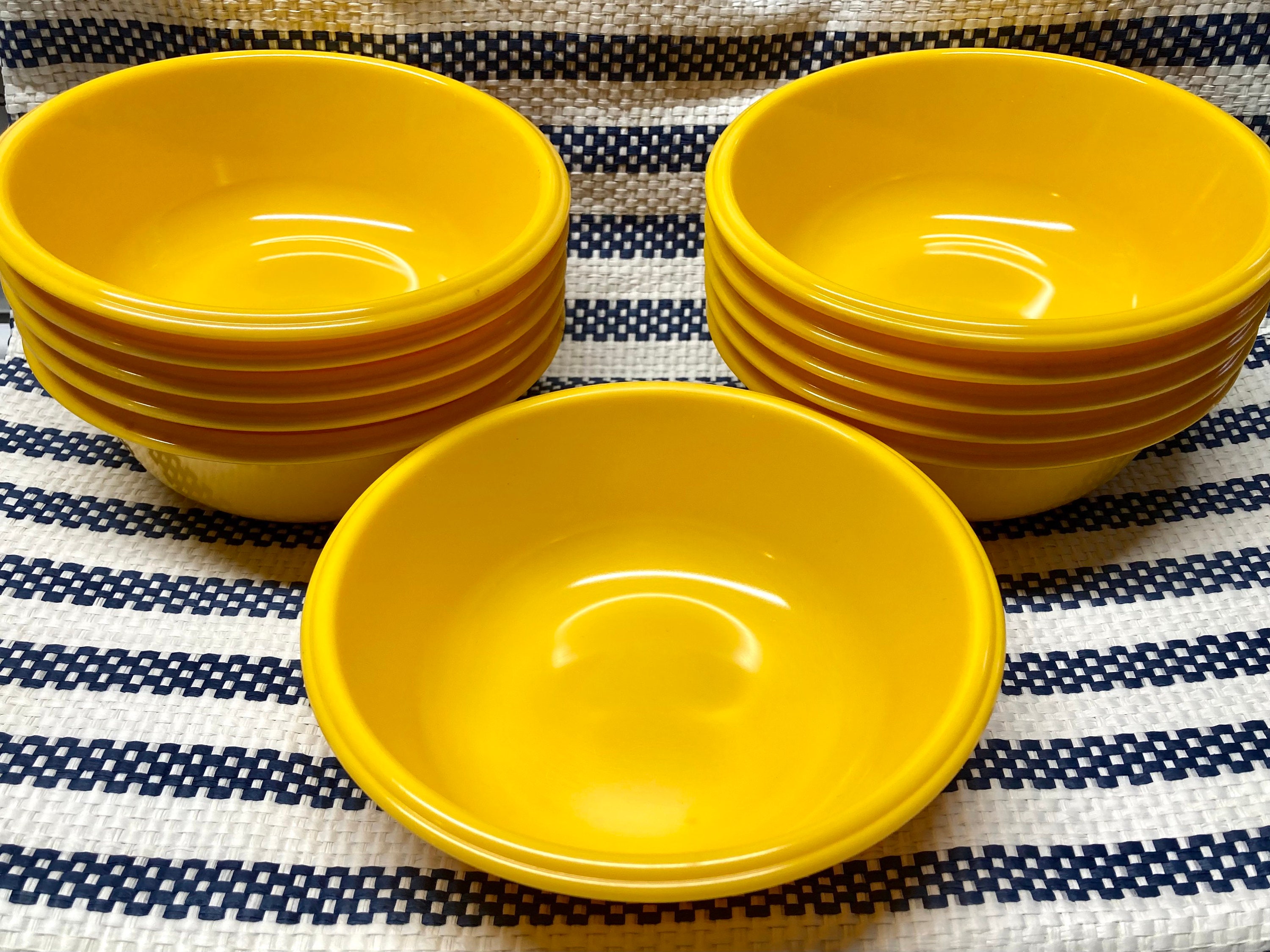 11 MCM Vintage Rubbermaid Marigold Yellow Cereal Bowls~ Melamine