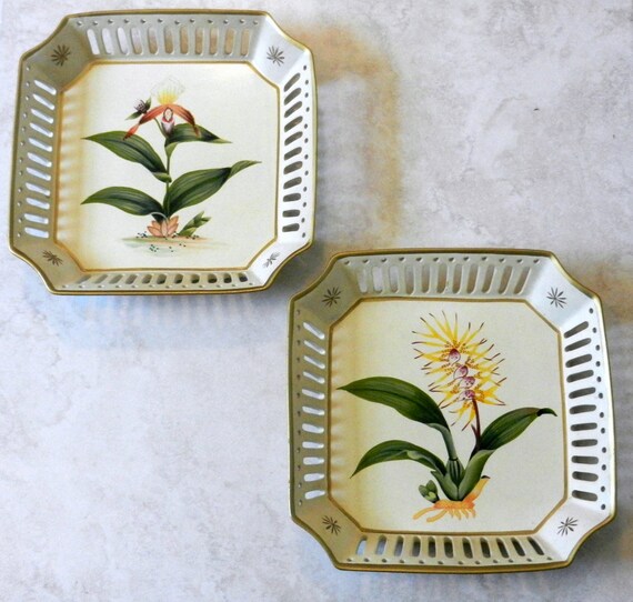 Decorative Square Wall Plates Hand Painted Botanical Plate Etsy
