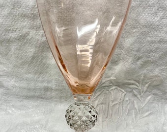 8 Golf Ball Venetian Peach Pink, Anna Rose by MORGANTOWN~  Crystal Water Goblets, Wine Glasses~ Vintage Wine Glass Set 0f 8 ~ Replacements~