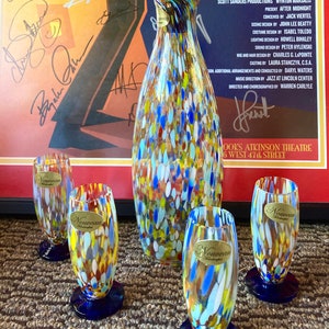 Colorful confetti, Murano style hand blown Liqueur decanter set Wine Carafe, Small glasses, set of 4 Colorful Glass Italian Barware image 7