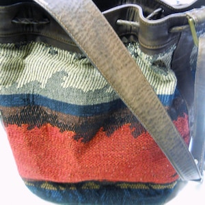 Kilim Weave DANILO'S Sling Shoulder Bag Purse~ Woven RUG Southwest Suede Leather~ Boho Handbags~ Shoulder Backpack~ Vintage Cowgirl Attire