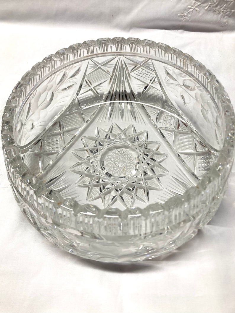 Exquisite Bohemian 8.5 Inch Lead Crystal Bowl Etched Carved - Etsy