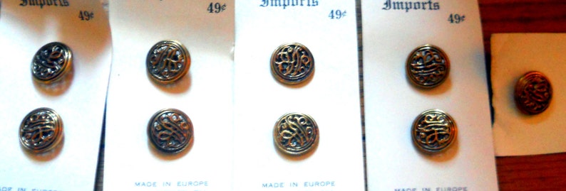 9 French Sweater Buttons, Made in Europe Button Set Monogram Buttons Goldtone Buttons Sewing Notions/Button Collection Accessories image 1