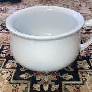 Sale~ Antique White Ironstone Chamber Pot ~ Embossed Slop Pot~~ Old Farmhouse Kitchen Stoneware Planter~ English Porcelain Bowl French Decor