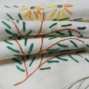 Vintage 9pc Napkin Set Needlepoint Cross Stitch Cloth Napkins Happy Yellow Daisy Breakfast Table Linens Country Kitchen Decor 14 square image 6