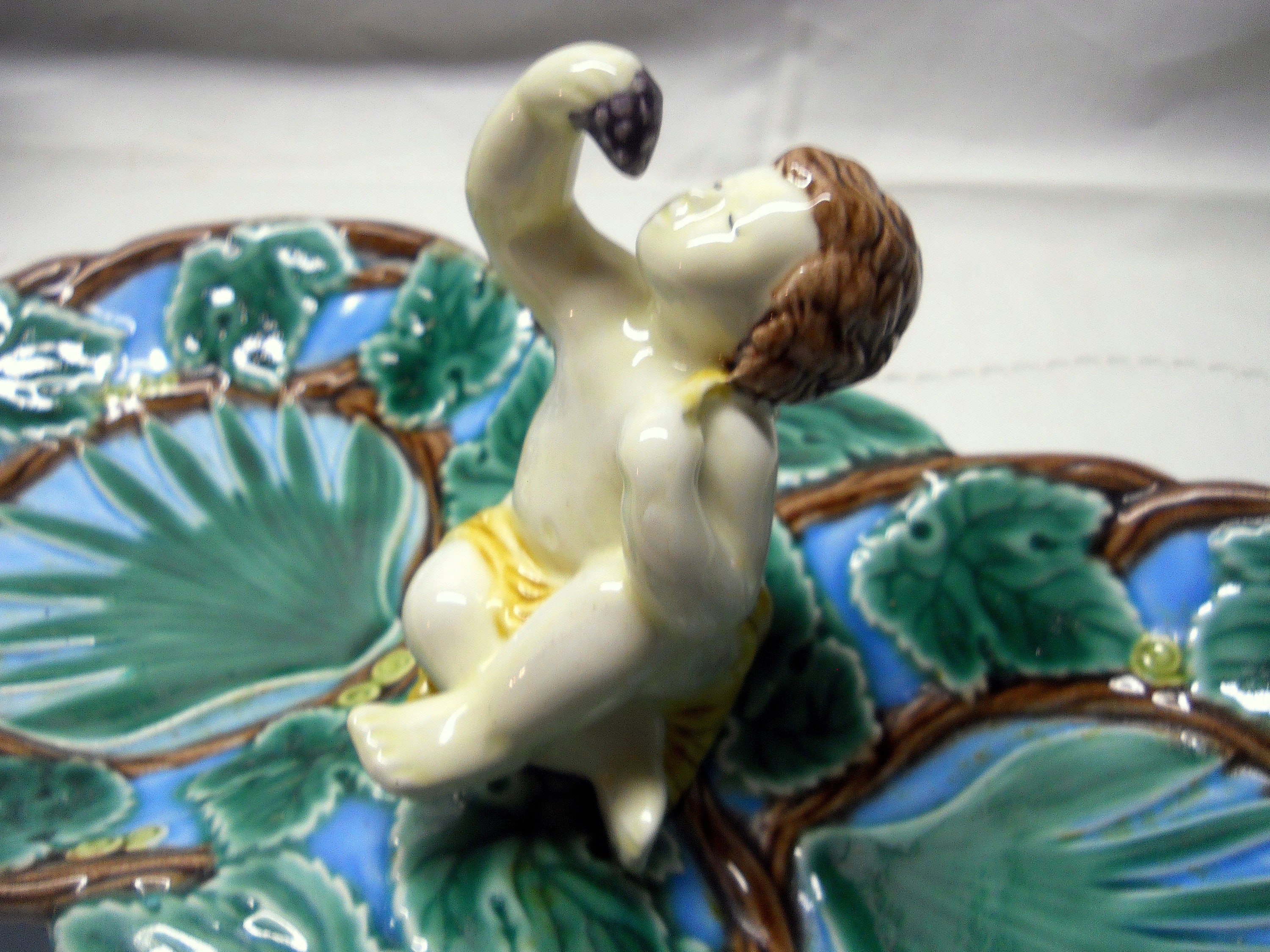 新政 Colorsタグ２種セット SALE~ Vintage Majolica Zirke Double Sided Dish~ Blue