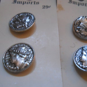 4 French Metal shank Buttons, Made in Europe Set of 4 Nordic Swiss Alps Blazer Sewing Notions Button Collection NOS Sewing Notion image 2