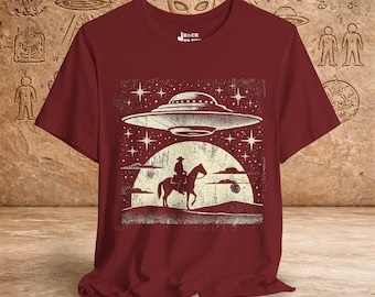 UFO Cowboy Alien Western Sci Fi Spacecraft T-Shirt