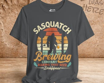 Sasquatch Drinking Beer Shirt, Funny Bigfoot Party Shirt, Camping Beer Shirt, Bigfoot Humor Tee, Gift for Drinking Buddy