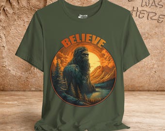Believe in Bigfoot Sasquatch Abstract Painting T-Shirt, Outdoor Camping Gift