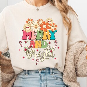 Comfort Colors® MERRY & BRIGHT Sweatshirt, Christmas Shirt, Family Christmas Hoodie, Christmas Sweatshirts for Women, Merry Christmas Shirt