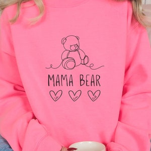 Custom Mama Bear with hearts Hoodie, Personalized Mom Sweatshirt With Kids Names, Cute Momma Outfit, Mothers Day Gifts