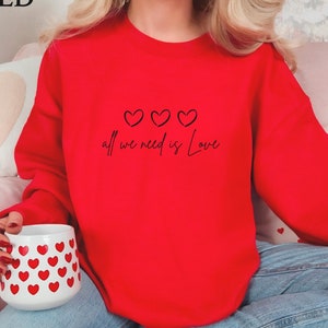 Love Sweatshirt, Heart Hoodie, Valentines Day Sweatshirt, Women&#39;s Sweatshirt, Couple Sweatshirt, Gift For Her, Love Shirt