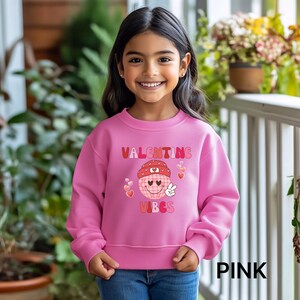 Vestito di San Valentino per bambini, felpa Valentine Vibes con cuore, maglietta di San Valentino per bambine, maglietta di San Valentino per bambini piccoli