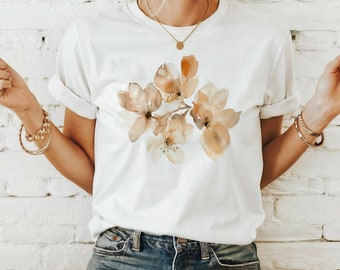 Watercolor Floral Shirt, Painted Shirt Aesthetic, Artist Graphic Tee, Watercolor Flower Tee, Watercolor Paint T-shirt, Gift For Her