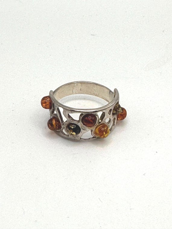 Sterling Silver Ring, Amber Silver Ring with hone… - image 3