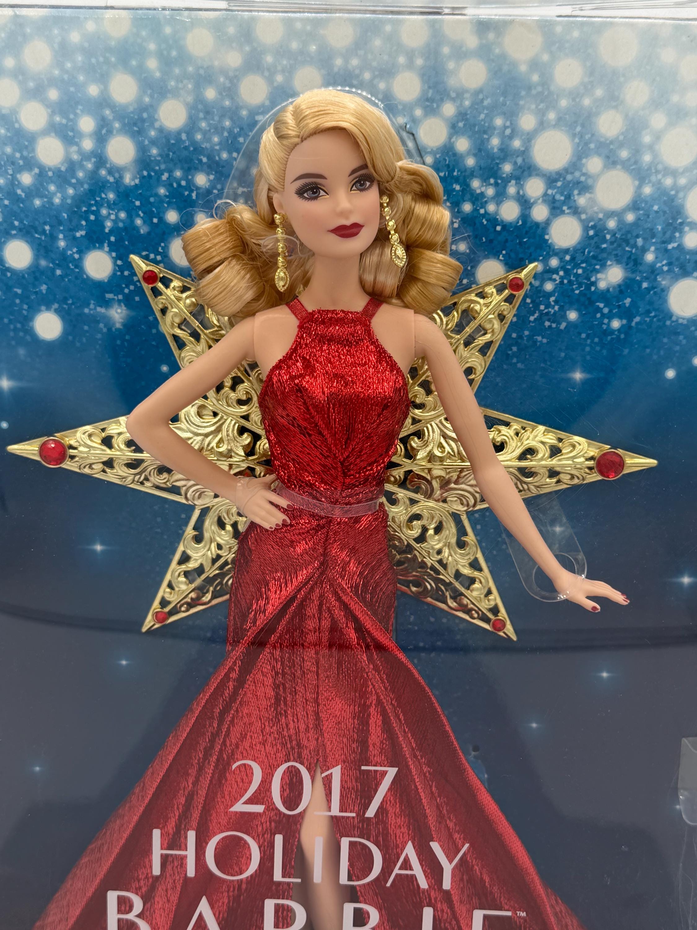 2017 Holiday Barbie – Collector Edition (NRFB) | Elegant Red Gown With Gold Star Backdrop
