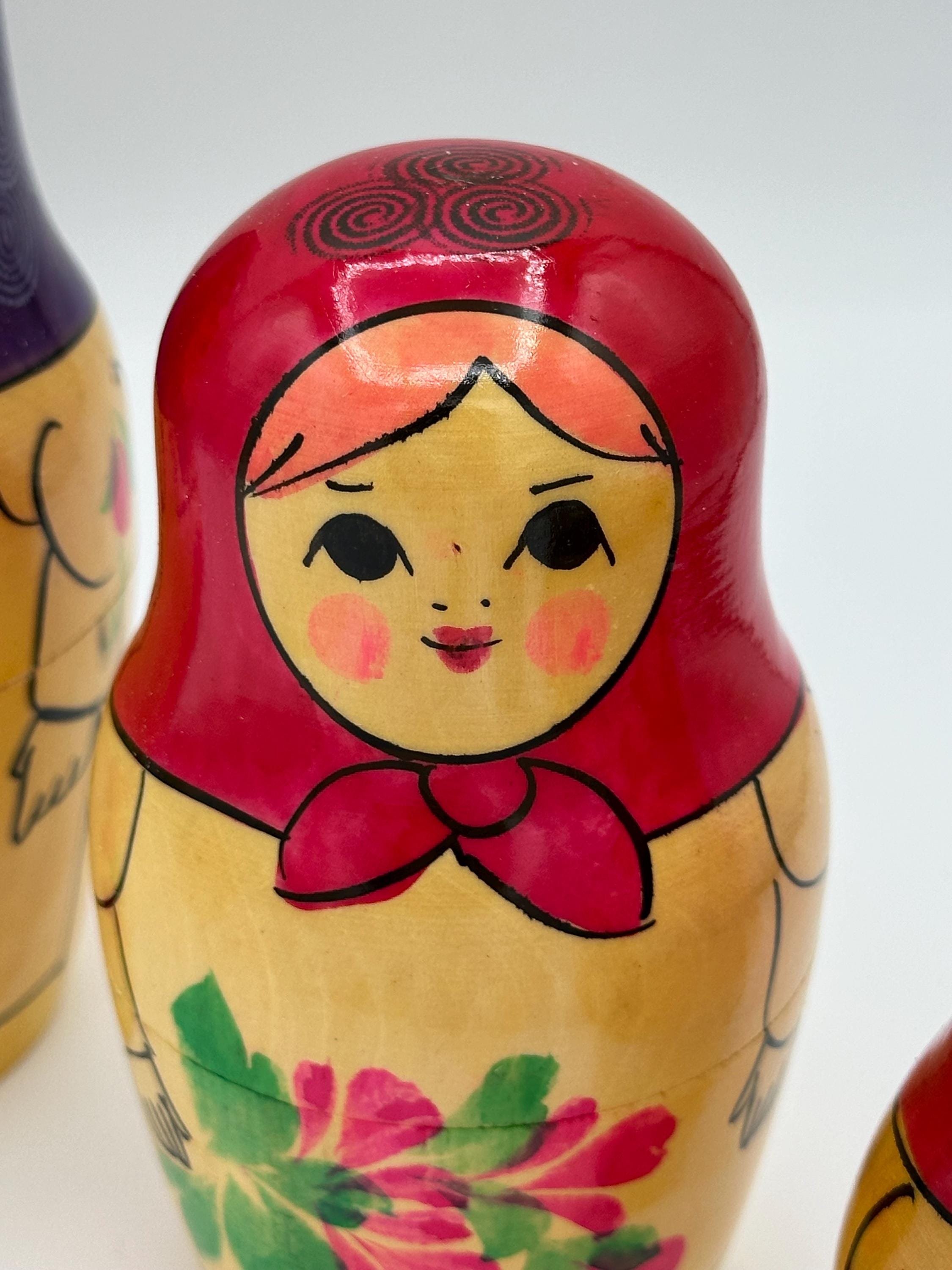 7.5インチ マトリョーシカ ロシア 入れ子人形 - D905、ソ連製