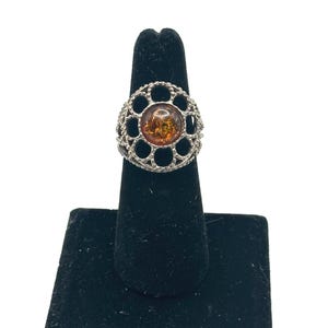 Honey Amber Sterling Silver Ring, Baltic Amber
