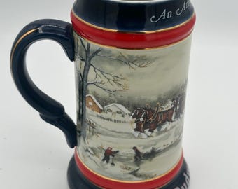 1883 Vintage Budweiser Clydesdale Beer Stein Mug, Ceramarte, Made in Brazil, horses Mug