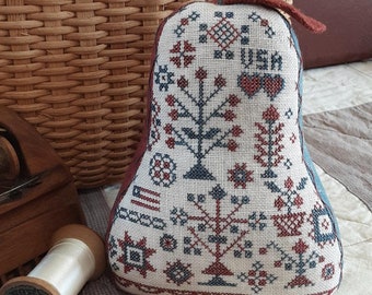 Patriotic Pear ~ Primitive Cross Stitch Pattern