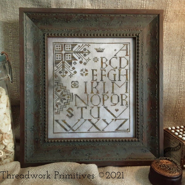 Quaker Block Print ~ Primitive Cross Stitch Pattern