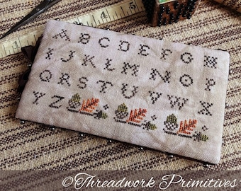 Autumn Pin Holder ~ Primitive Cross Stitch Pattern