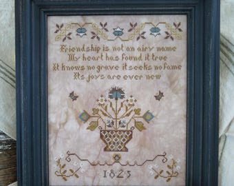 Friendship Sampler ~ Primitive Cross Stitch Pattern